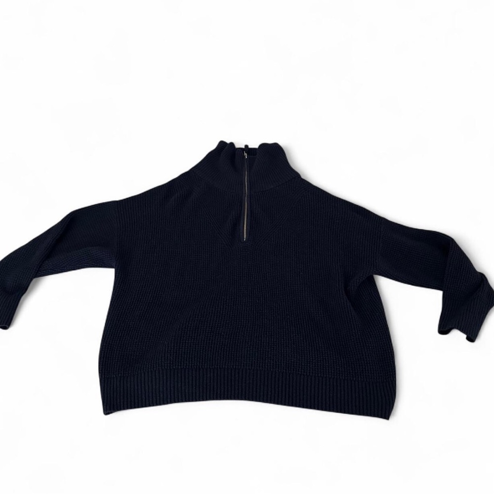 Aerie Black Half-Zip Turtleneck Sweater
